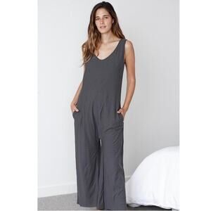 Lunya 100% Organic Pima Cotton Jumpsuit Gray Size Medium Lightweight